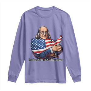 Benjamin Franklin Long Sleeve Shirt Freedom Liberty Independence American History TS12 Violet Print Your Wear