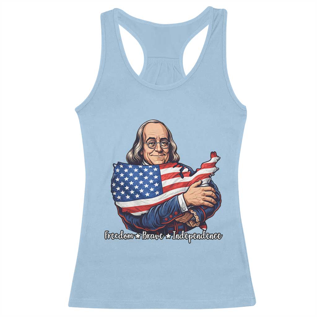 Benjamin Franklin Racerback Tank Top Freedom Liberty Independence American History TS12 Light Blue Print Your Wear