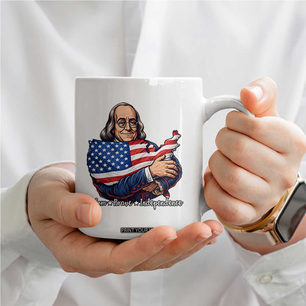 Benjamin Franklin Coffee Mug Freedom Liberty Independence American History TS12 Print Your Wear