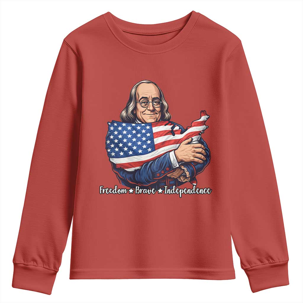 Benjamin Franklin Youth Sweatshirt Freedom Liberty Independence American History TS12 Red Print Your Wear