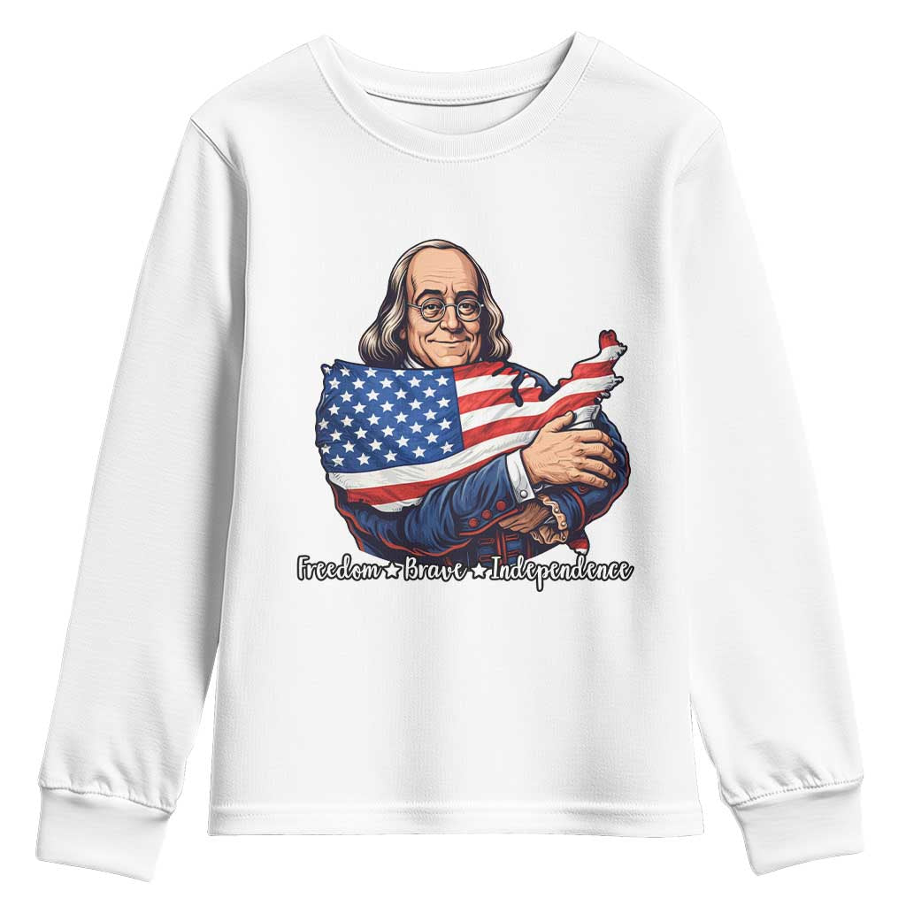 Benjamin Franklin Youth Sweatshirt Freedom Liberty Independence American History TS12 White Print Your Wear