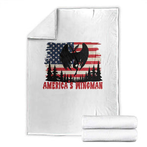 Mothman Americas Wingman Throw Blanket Funny Patriotic Cryptid TS12 White Print Your Wear