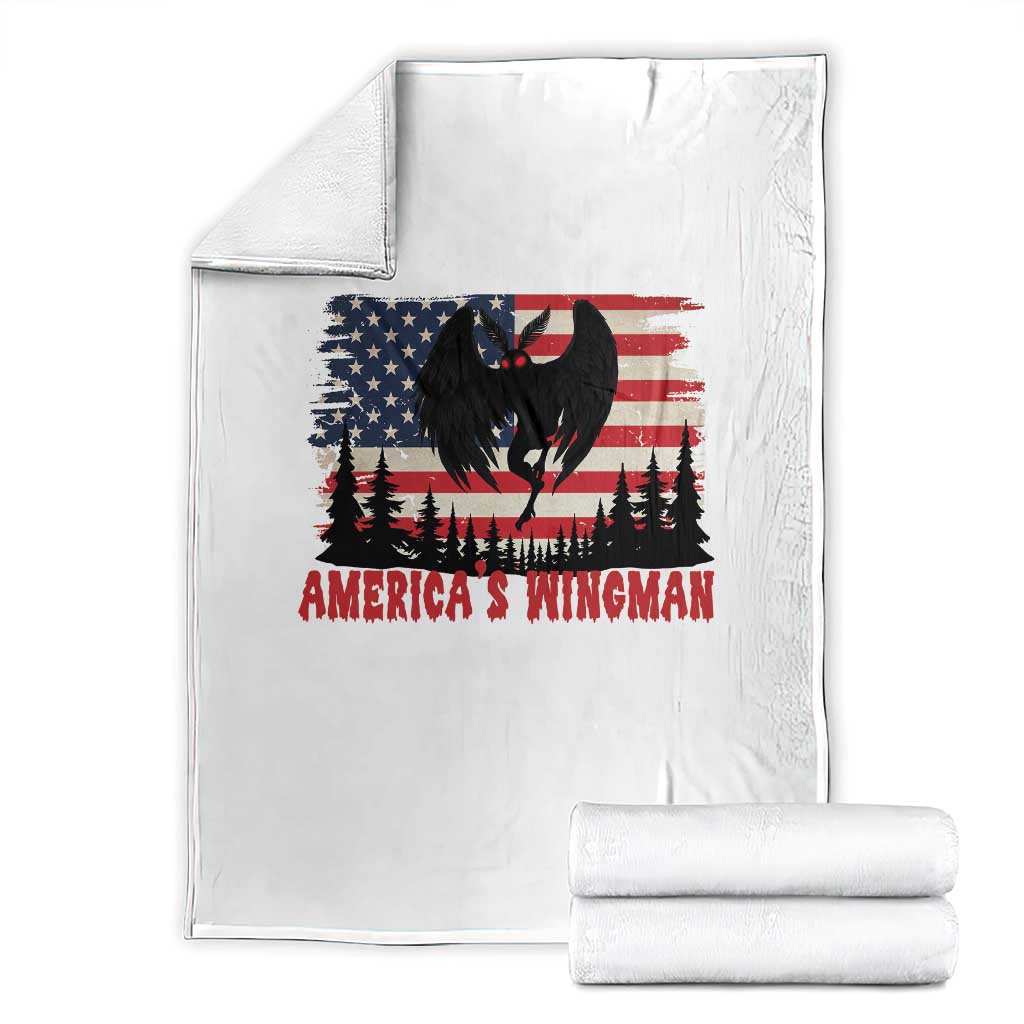 Mothman Americas Wingman Throw Blanket Funny Patriotic Cryptid TS12 White Print Your Wear