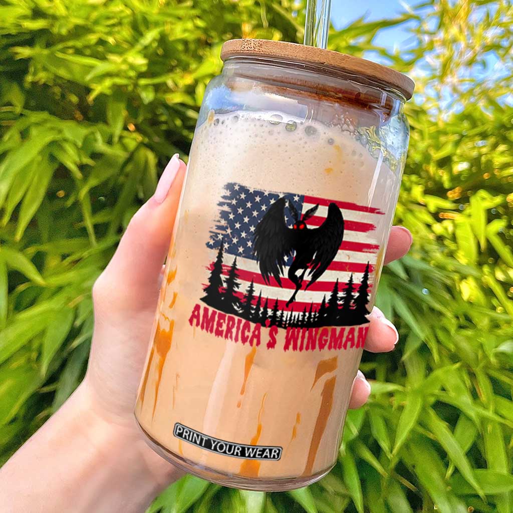 Mothman Americas Wingman Glass Can Funny Patriotic Cryptid TS12 White Print Your Wear