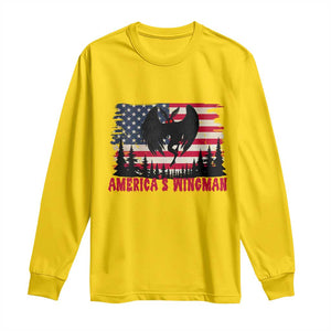 Mothman Americas Wingman Long Sleeve Shirt Funny Patriotic Cryptid TS12 Daisy Print Your Wear