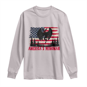 Mothman Americas Wingman Long Sleeve Shirt Funny Patriotic Cryptid TS12 Ice Gray Print Your Wear