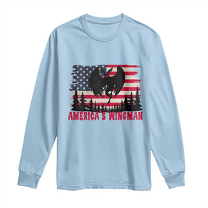 Mothman Americas Wingman Long Sleeve Shirt Funny Patriotic Cryptid TS12 Light Blue Print Your Wear