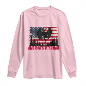 Mothman Americas Wingman Long Sleeve Shirt Funny Patriotic Cryptid TS12 Light Pink Print Your Wear