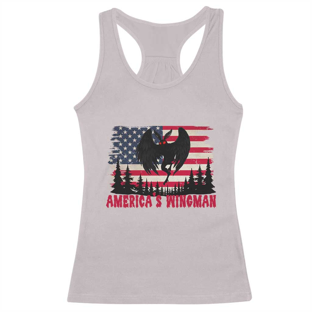 Mothman Americas Wingman Racerback Tank Top Funny Patriotic Cryptid TS12 Ice Gray Print Your Wear