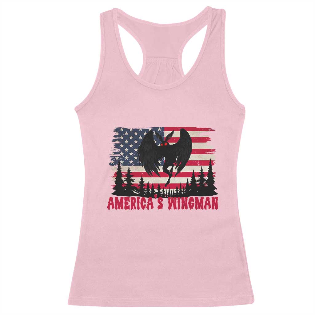 Mothman Americas Wingman Racerback Tank Top Funny Patriotic Cryptid TS12 Light Pink Print Your Wear