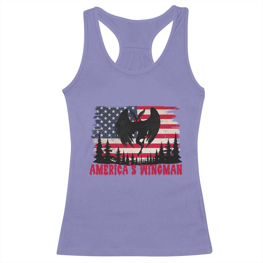 Mothman Americas Wingman Racerback Tank Top Funny Patriotic Cryptid TS12 Violet Print Your Wear