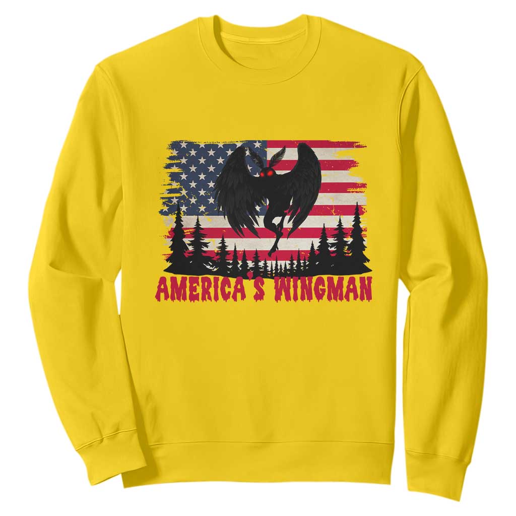 Mothman Americas Wingman Sweatshirt Funny Patriotic Cryptid TS12 Daisy Print Your Wear