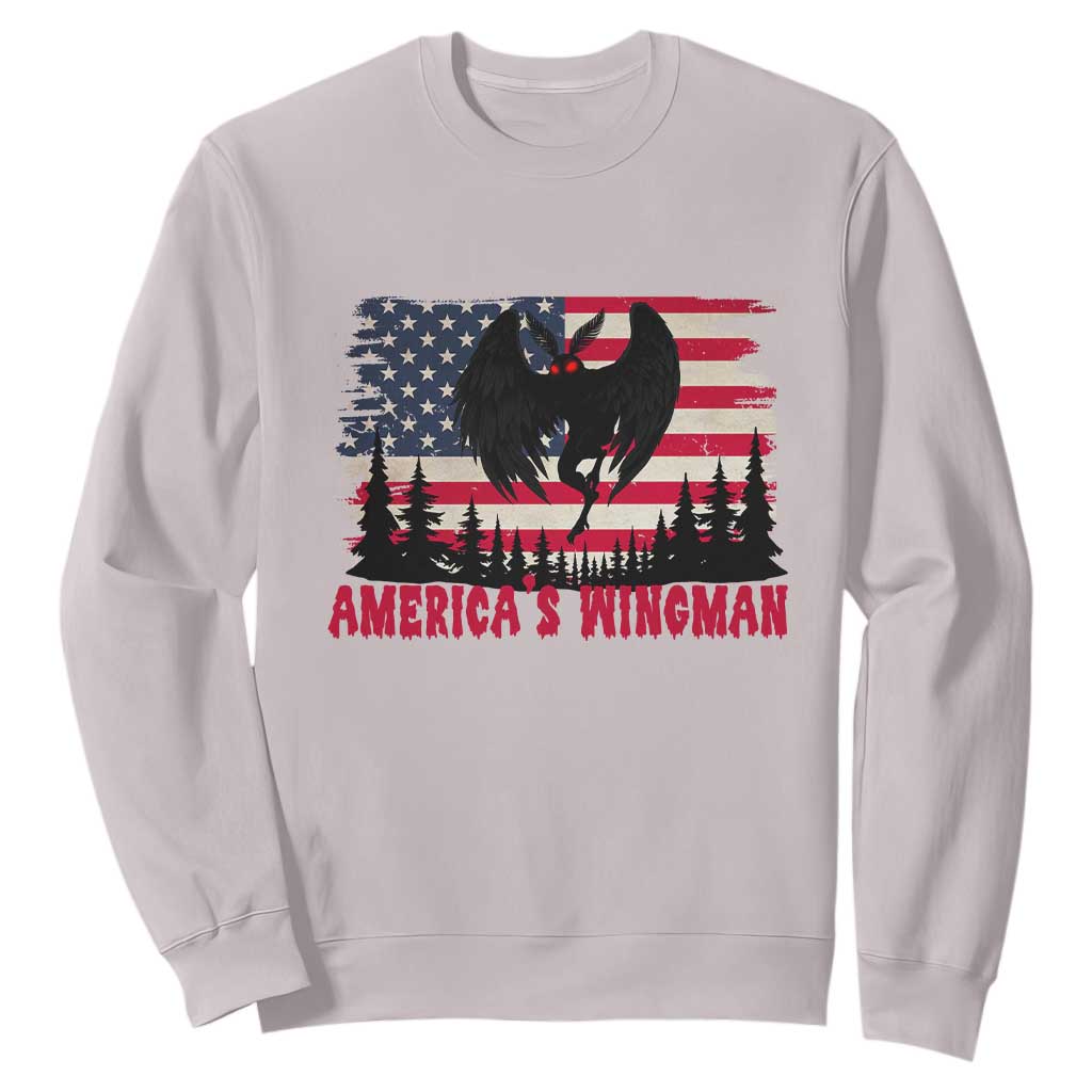 Mothman Americas Wingman Sweatshirt Funny Patriotic Cryptid TS12 Ice Gray Print Your Wear