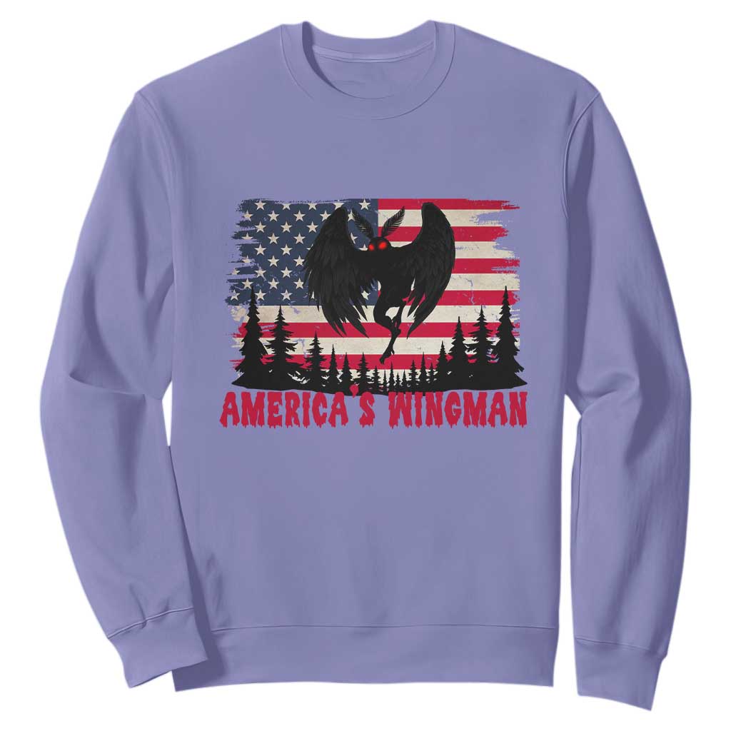 Mothman Americas Wingman Sweatshirt Funny Patriotic Cryptid TS12 Violet Print Your Wear
