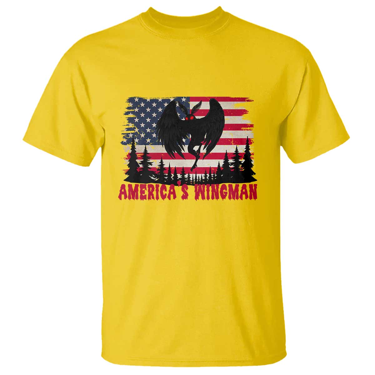 Mothman Americas Wingman T Shirt Funny Patriotic Cryptid TS12 Daisy Print Your Wear