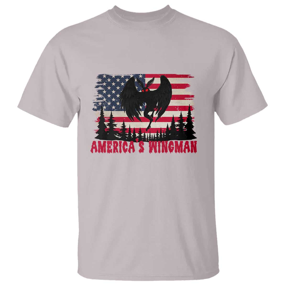 Mothman Americas Wingman T Shirt Funny Patriotic Cryptid TS12 Ice Gray Print Your Wear