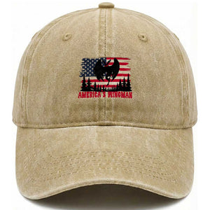 Mothman Americas Wingman Washed Cotton Baseball Cap Funny Patriotic Cryptid TS12 Washed Cap Universal Fit Khaki Print Your Wear