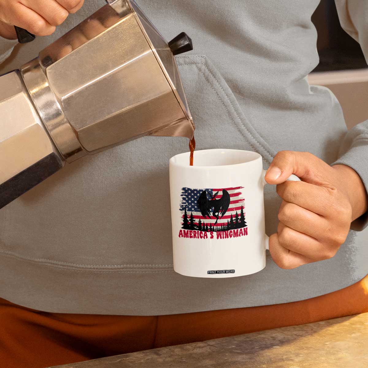 Mothman Americas Wingman Coffee Mug Funny Patriotic Cryptid TS12 Print Your Wear
