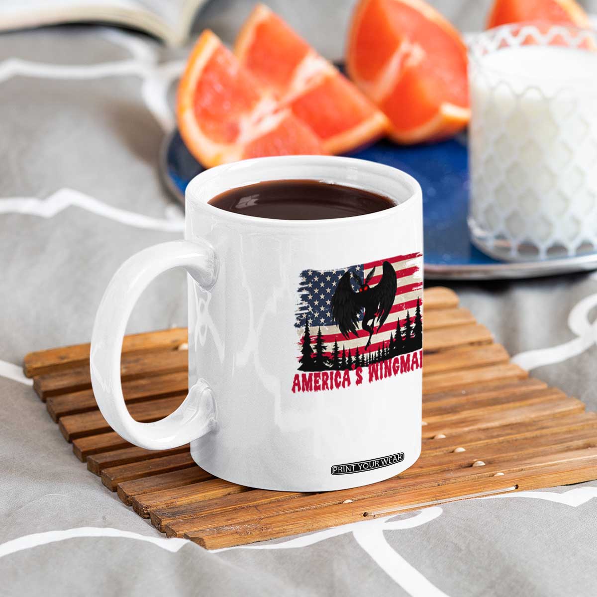 Mothman Americas Wingman Coffee Mug Funny Patriotic Cryptid TS12 Print Your Wear