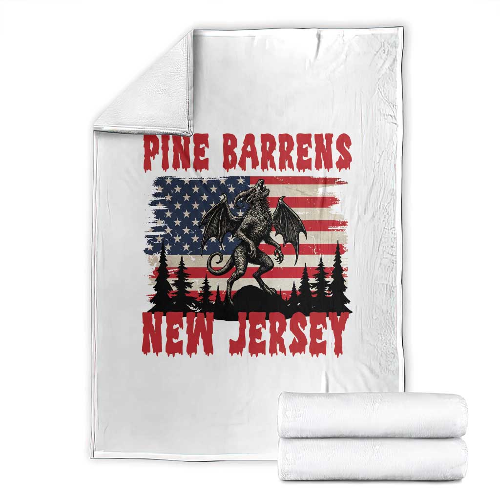 Patriotic Jersey Devil Throw Blanket Pine Barrens New Jersey Cryptid TS12 White Print Your Wear