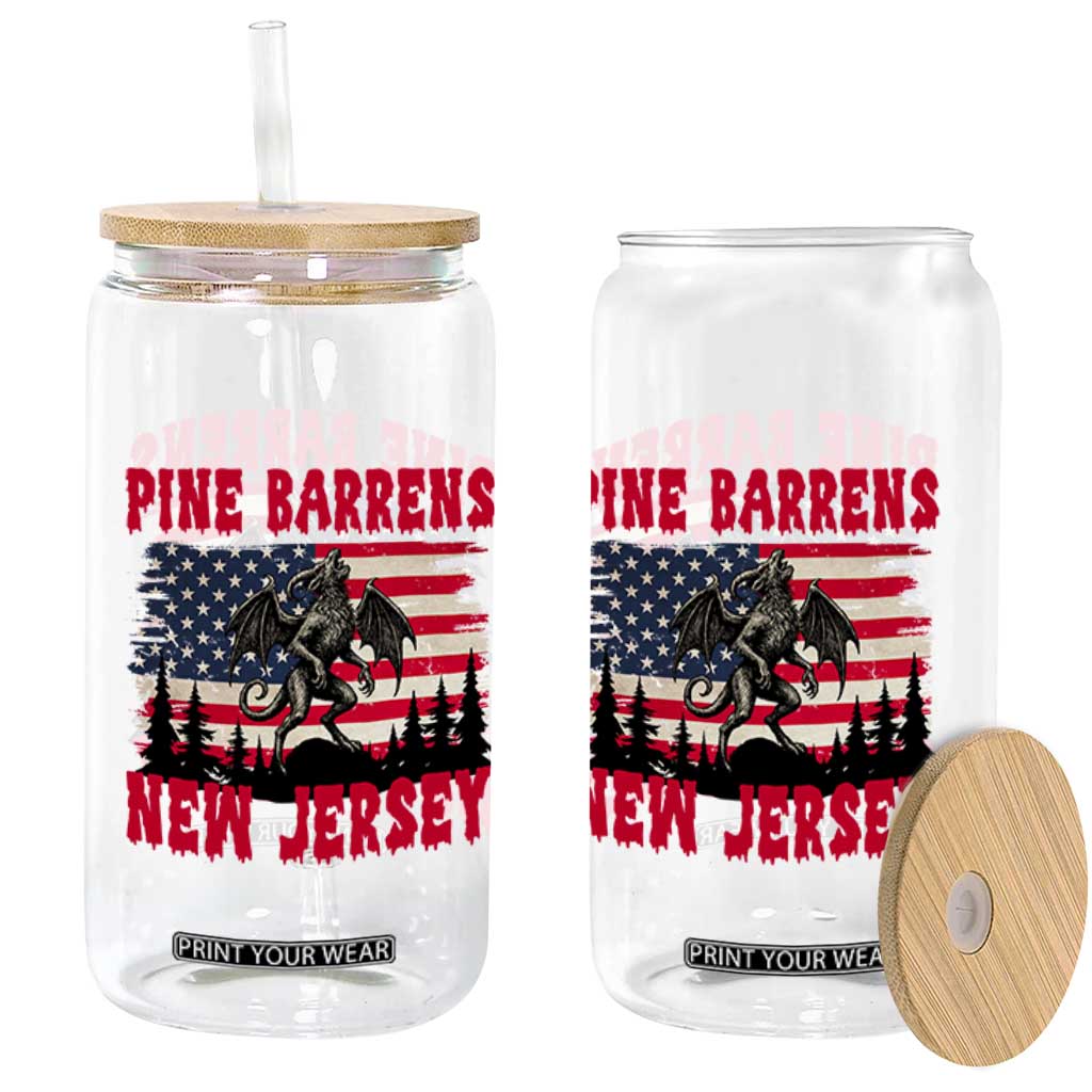 Patriotic Jersey Devil Glass Can Pine Barrens New Jersey Cryptid TS12 Print Your Wear