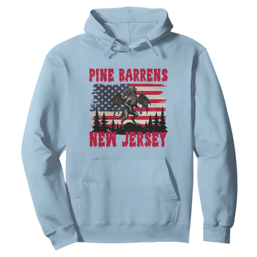 Patriotic Jersey Devil Hoodie Pine Barrens New Jersey Cryptid TS12 Light Blue Print Your Wear