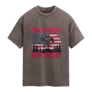 Patriotic Jersey Devil Washed Cotton T-Shirt Pine Barrens New Jersey Cryptid