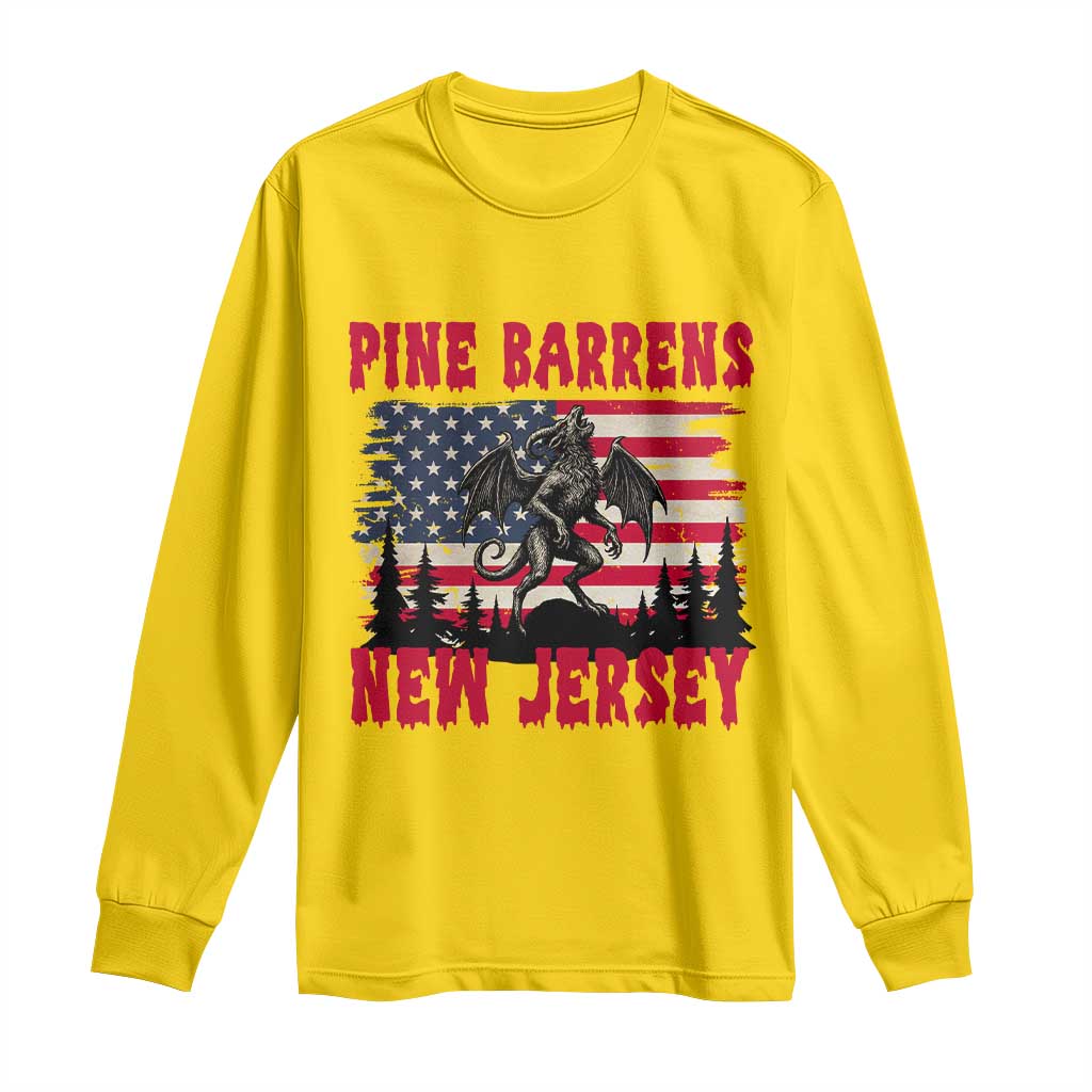Patriotic Jersey Devil Long Sleeve Shirt Pine Barrens New Jersey Cryptid TS12 Daisy Print Your Wear