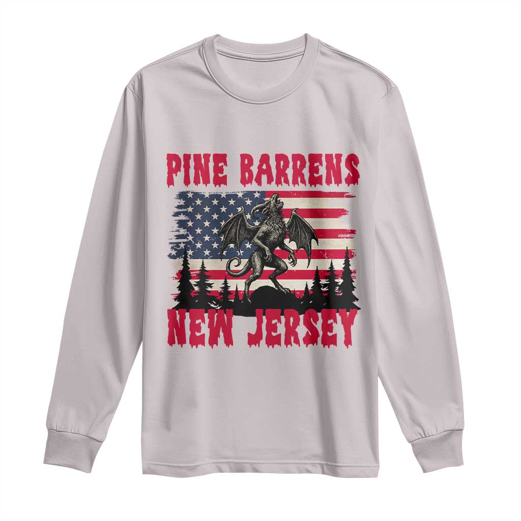 Patriotic Jersey Devil Long Sleeve Shirt Pine Barrens New Jersey Cryptid TS12 Ice Gray Print Your Wear