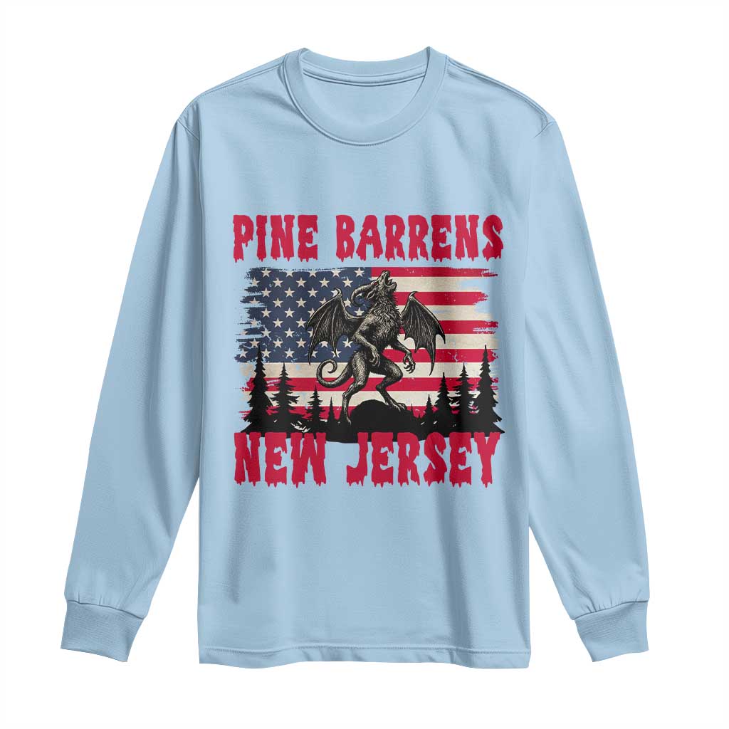 Patriotic Jersey Devil Long Sleeve Shirt Pine Barrens New Jersey Cryptid TS12 Light Blue Print Your Wear