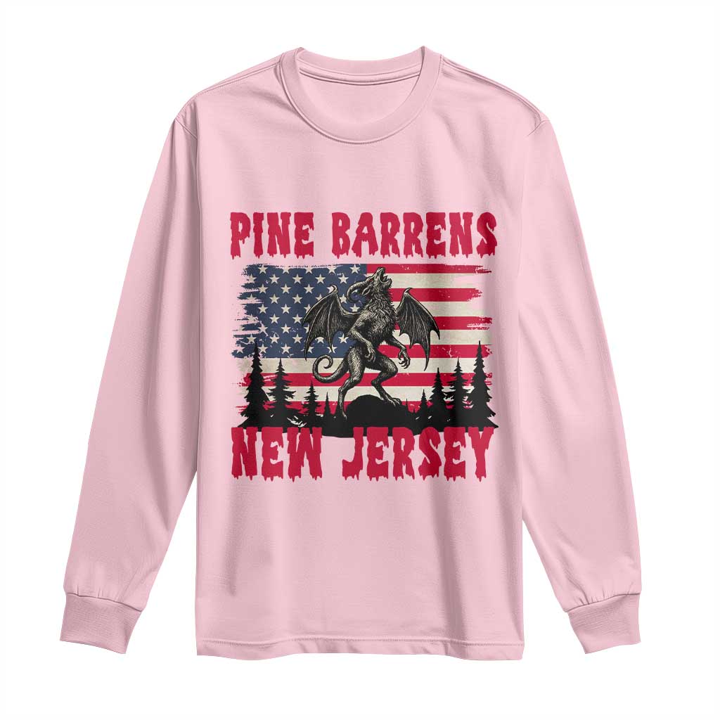 Patriotic Jersey Devil Long Sleeve Shirt Pine Barrens New Jersey Cryptid TS12 Light Pink Print Your Wear