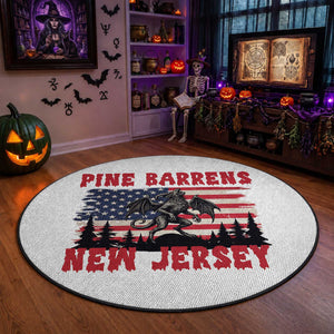 Patriotic Jersey Devil Round Rug Pine Barrens New Jersey Cryptid