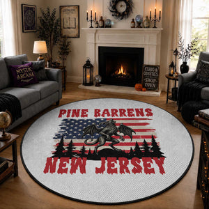 Patriotic Jersey Devil Round Rug Pine Barrens New Jersey Cryptid
