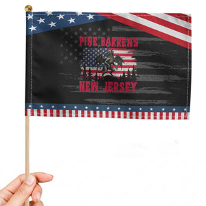 Patriotic Jersey Devil Patriotic Handheld Flag Pine Barrens New Jersey Cryptid TS12 Distressed 8.2" × 5.5" Black Blue Print Your Wear