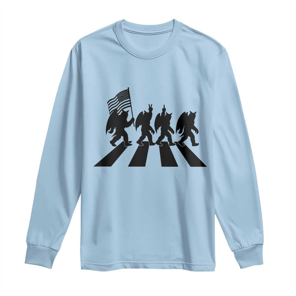 Funny Patriotic Mothman Long Sleeve Shirt Cryptid Lover Gift TS12 Light Blue Print Your Wear