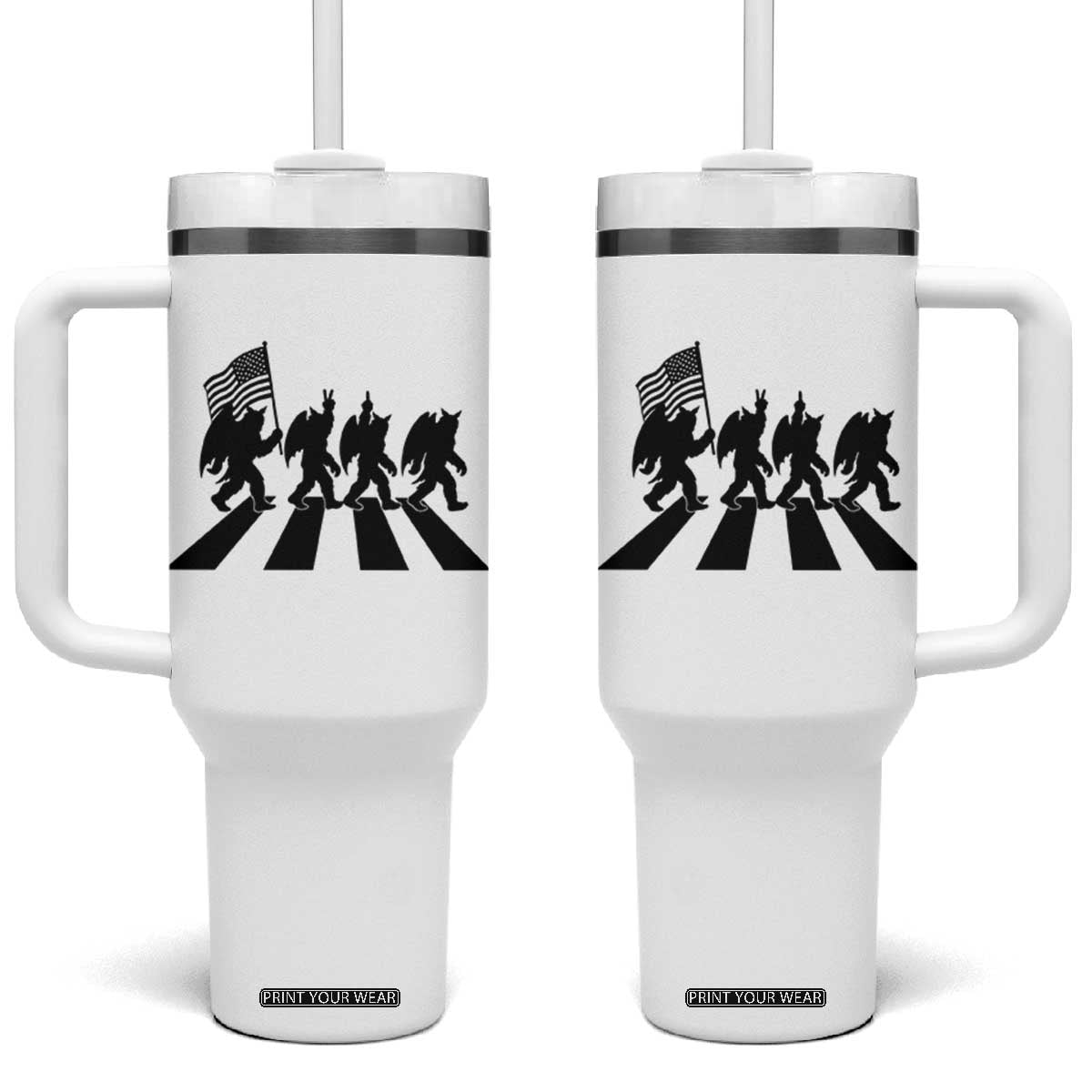 Funny Patriotic Mothman Tumbler With Handle Cryptid Lover Gift TS12 One Size: 40 oz White Print Your Wear
