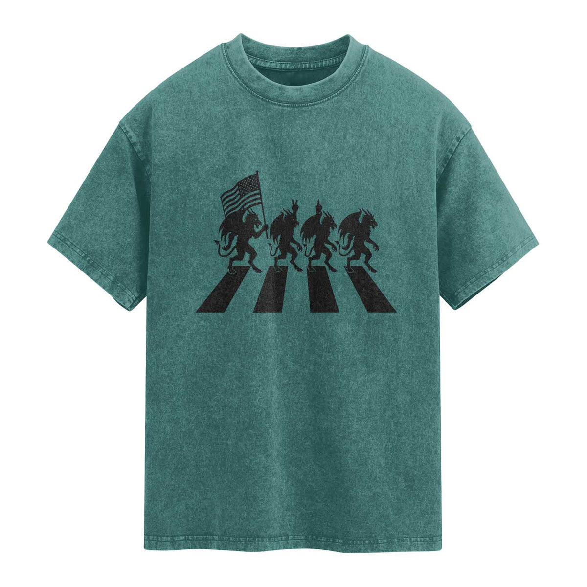 Patriotic Jersey Devil Washed Cotton T-Shirt New Jersey Cryptid Gift