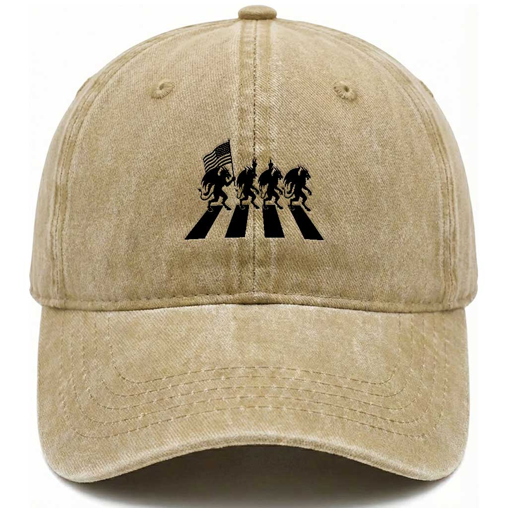 Patriotic Jersey Devil Washed Cotton Baseball Cap New Jersey Cryptid Gift TS12 Washed Cap Universal Fit Khaki Print Your Wear