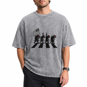 Patriotic Chupacabra Washed Cotton T-Shirt Funny Cryptid Lover Gift