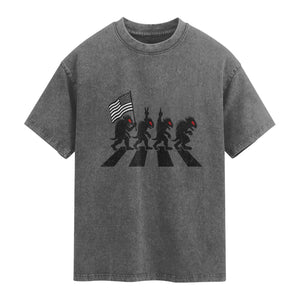 Patriotic Chupacabra Washed Cotton T-Shirt Funny Cryptid Lover Gift
