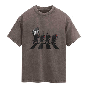 Patriotic Chupacabra Washed Cotton T-Shirt Funny Cryptid Lover Gift
