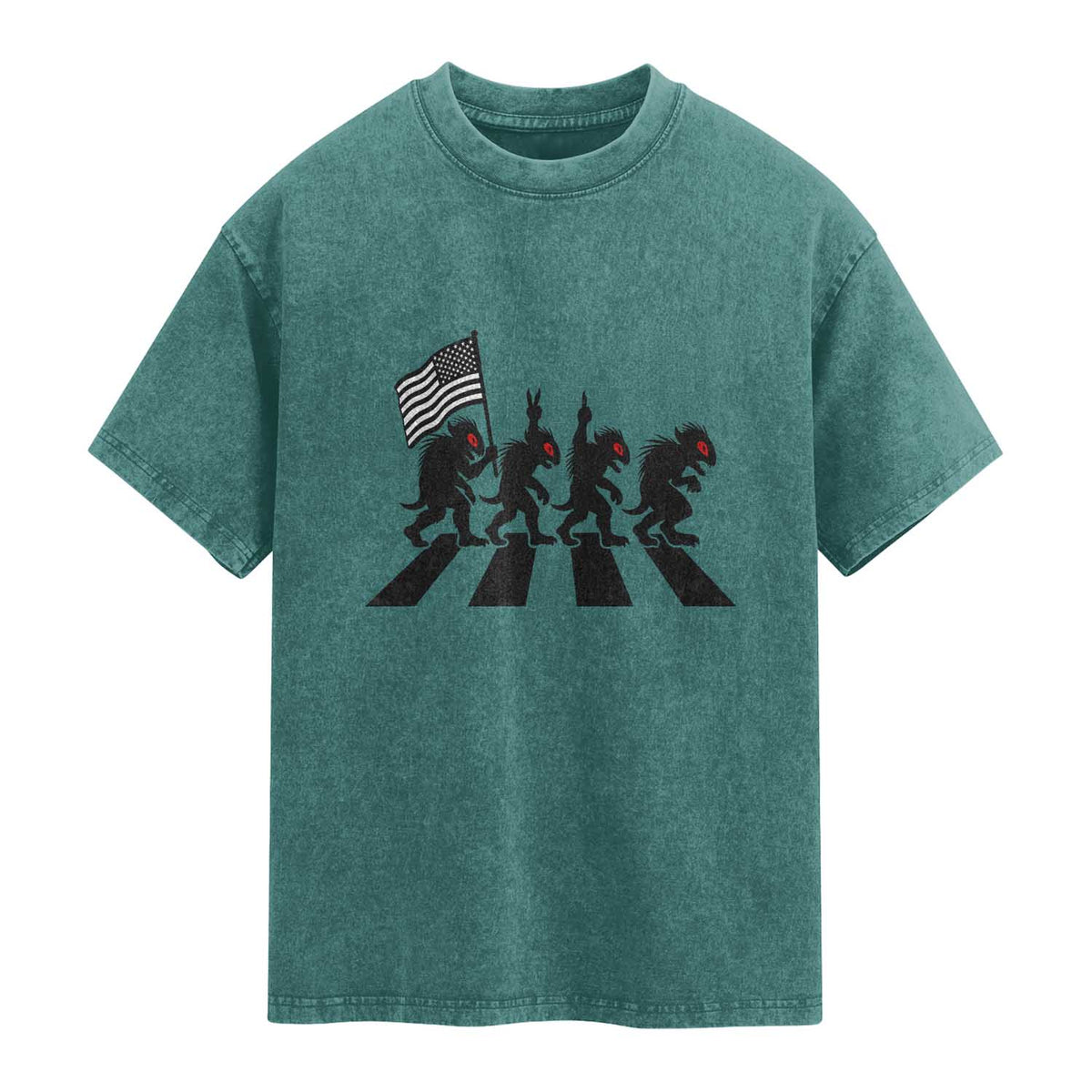 Patriotic Chupacabra Washed Cotton T-Shirt Funny Cryptid Lover Gift