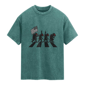 Patriotic Chupacabra Washed Cotton T-Shirt Funny Cryptid Lover Gift