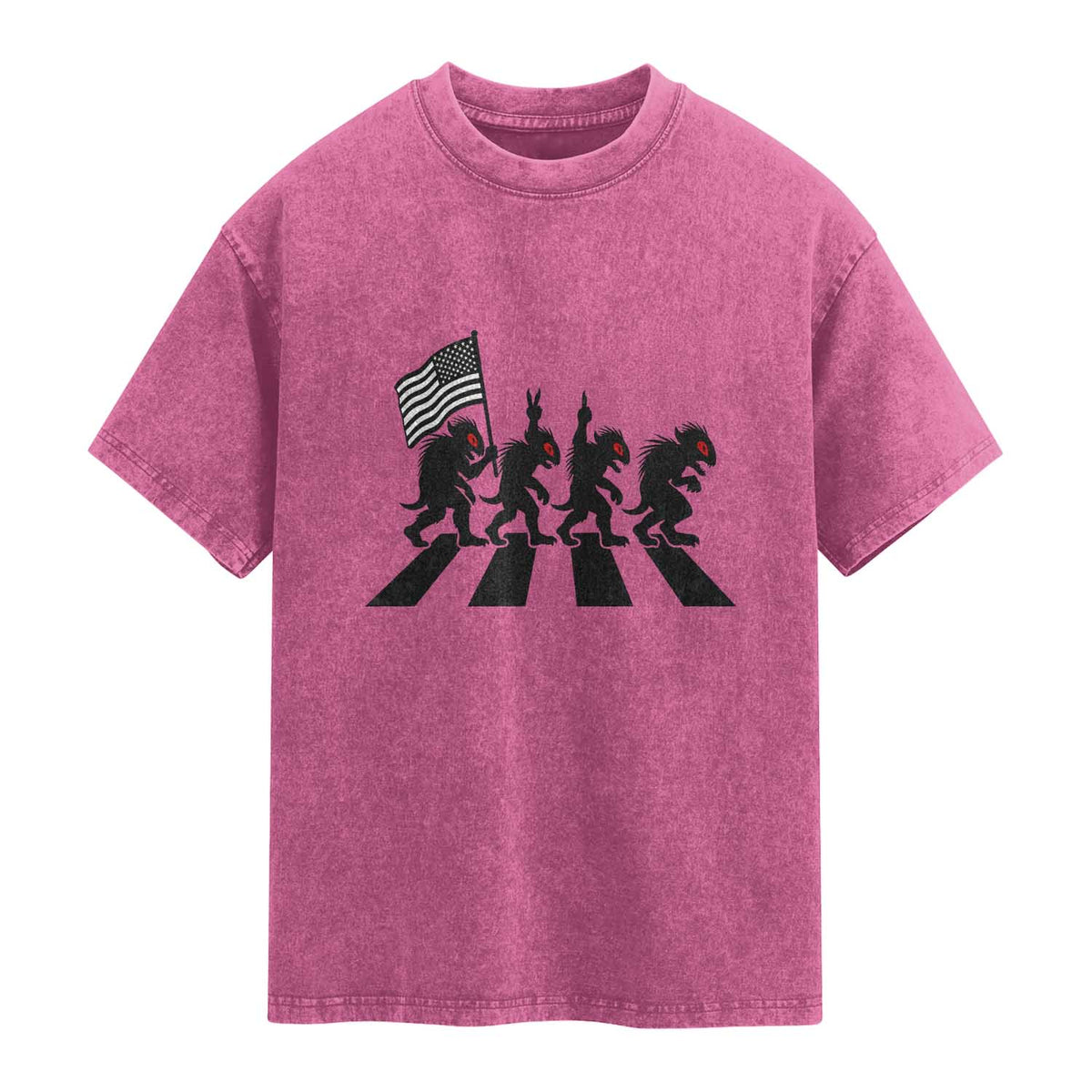 Patriotic Chupacabra Washed Cotton T-Shirt Funny Cryptid Lover Gift
