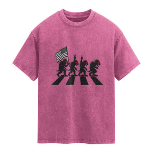 Patriotic Chupacabra Washed Cotton T-Shirt Funny Cryptid Lover Gift