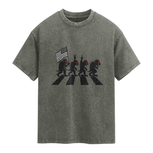 Patriotic Chupacabra Washed Cotton T-Shirt Funny Cryptid Lover Gift