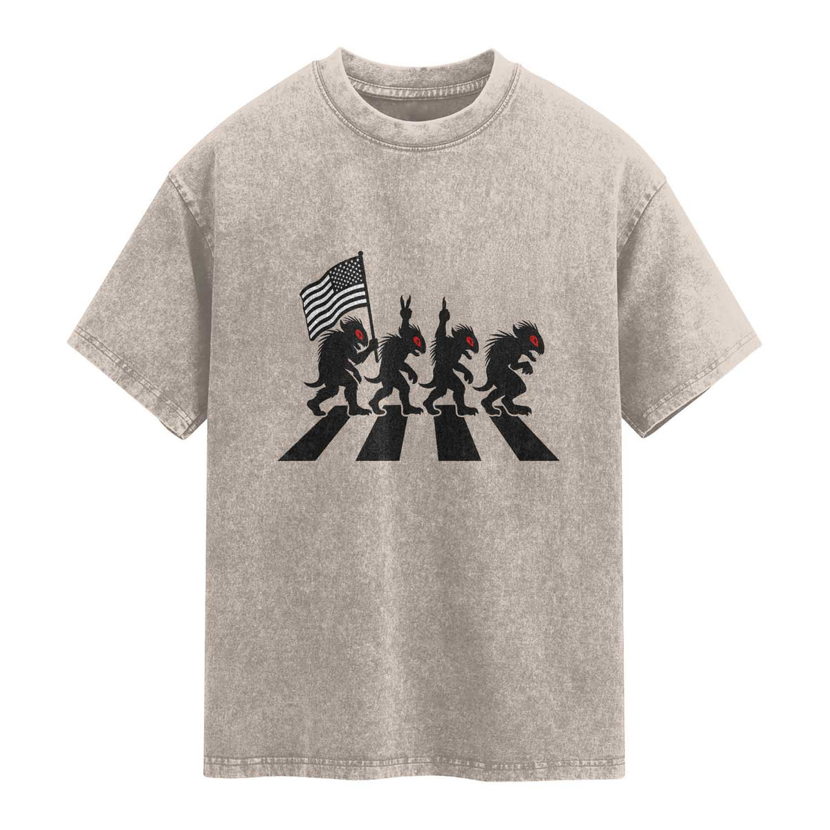 Patriotic Chupacabra Washed Cotton T-Shirt Funny Cryptid Lover Gift
