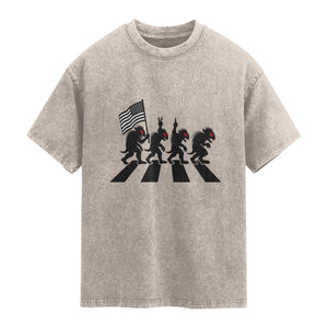Patriotic Chupacabra Washed Cotton T-Shirt Funny Cryptid Lover Gift
