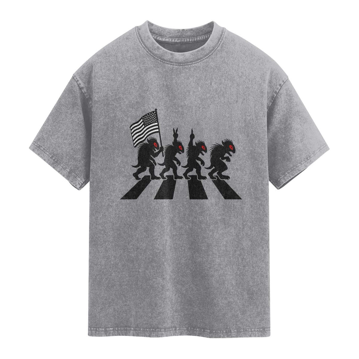 Patriotic Chupacabra Washed Cotton T-Shirt Funny Cryptid Lover Gift