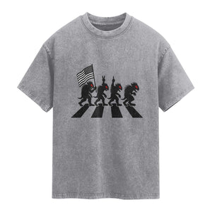 Patriotic Chupacabra Washed Cotton T-Shirt Funny Cryptid Lover Gift